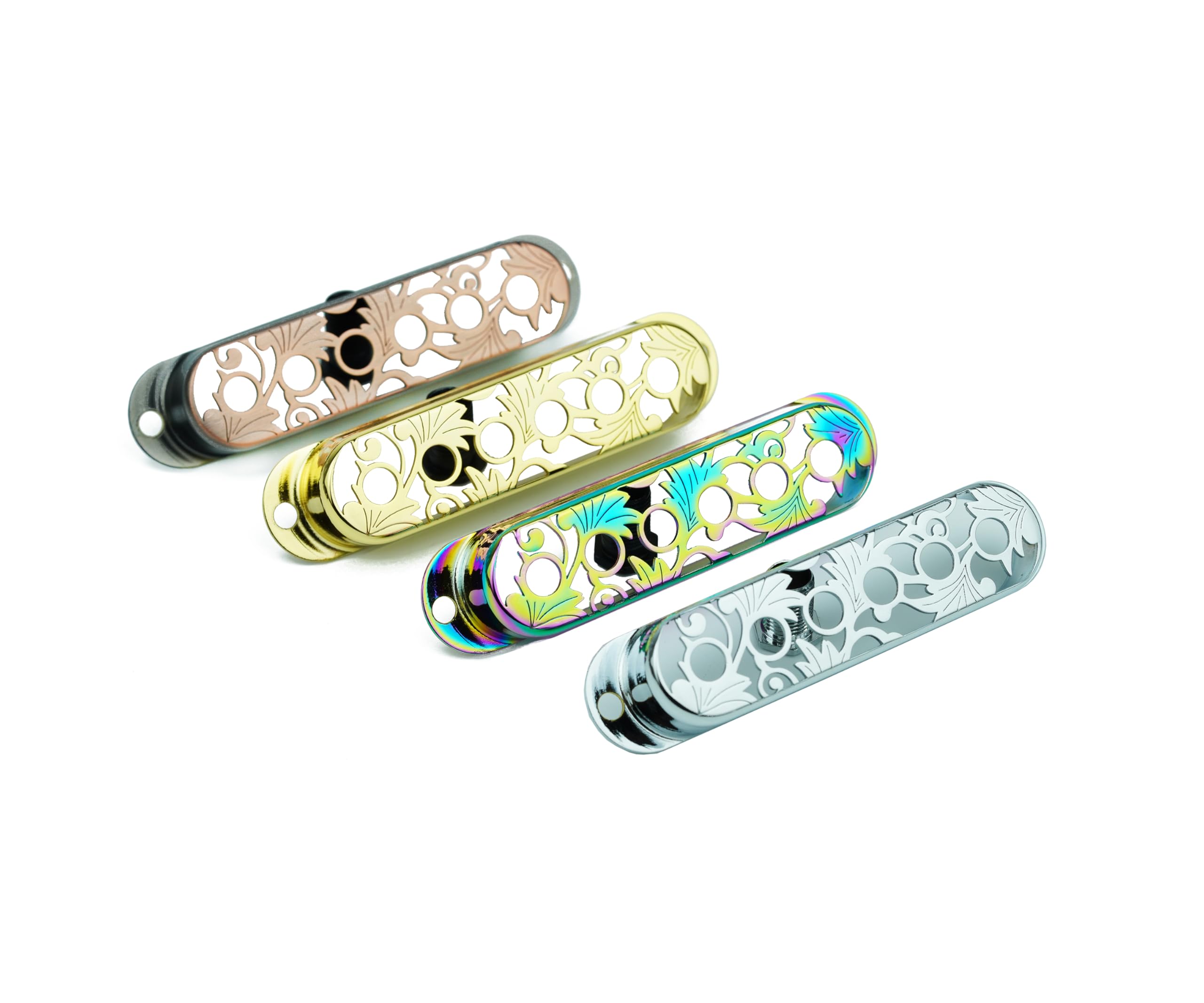 Guyker Ensemble de 3 housses de micro pour guitare à simple bobinage (espacement des pôles de 52 mm), ensemble de bagues de montage de micro en cuivre style creux, pièces de rechange pour accessoires