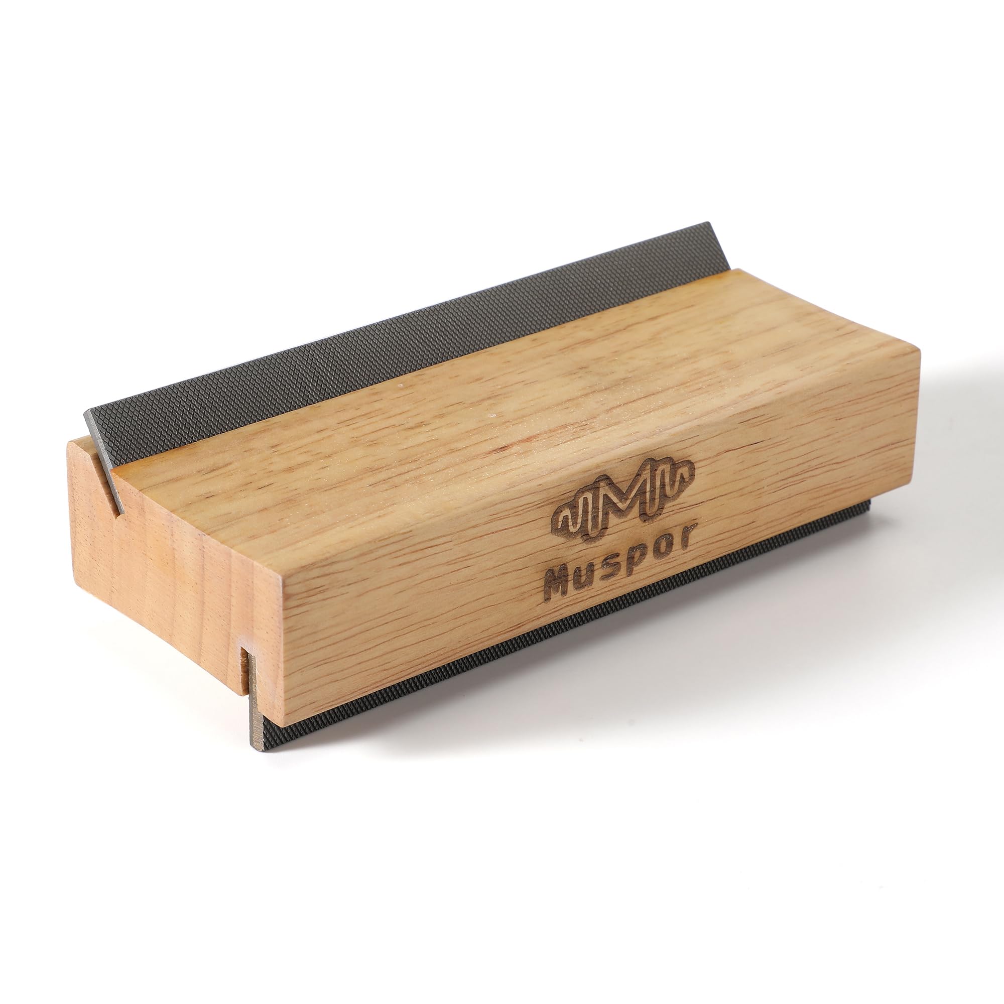 Lima de bisel 2 en 1 para trastes de guitarra de madera de olivo, ángulos de 35° y 90°, lima de bisel de doble propósito (radio de 16 pulgadas)