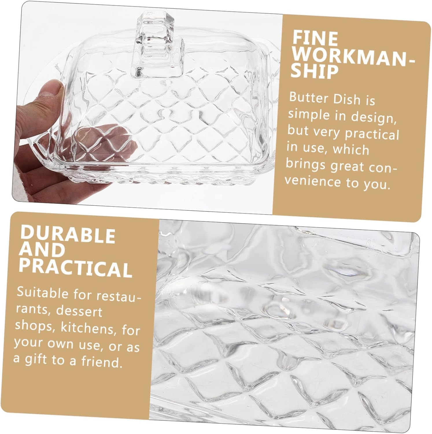 1set Covered Butter Dish Elegant Butter Holder for Fresh Keeping Household Box Smooth for Kitchen Organization and Storage