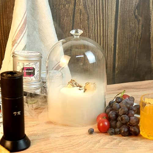 Miniatura 3 de Cloche para fumar para bebidas de alimentos con base de madera, accesorios infusor de humo para cócteles, cúpula de vidrio para pistola ahumadora