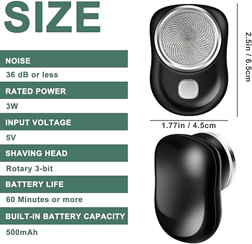 Miniatura 8 de Afeitadora eléctrica portátil para hombre, afeitadora eléctrica portátil de bolsillo, afeitadora recargable fácil de usar con un botón, adecuada