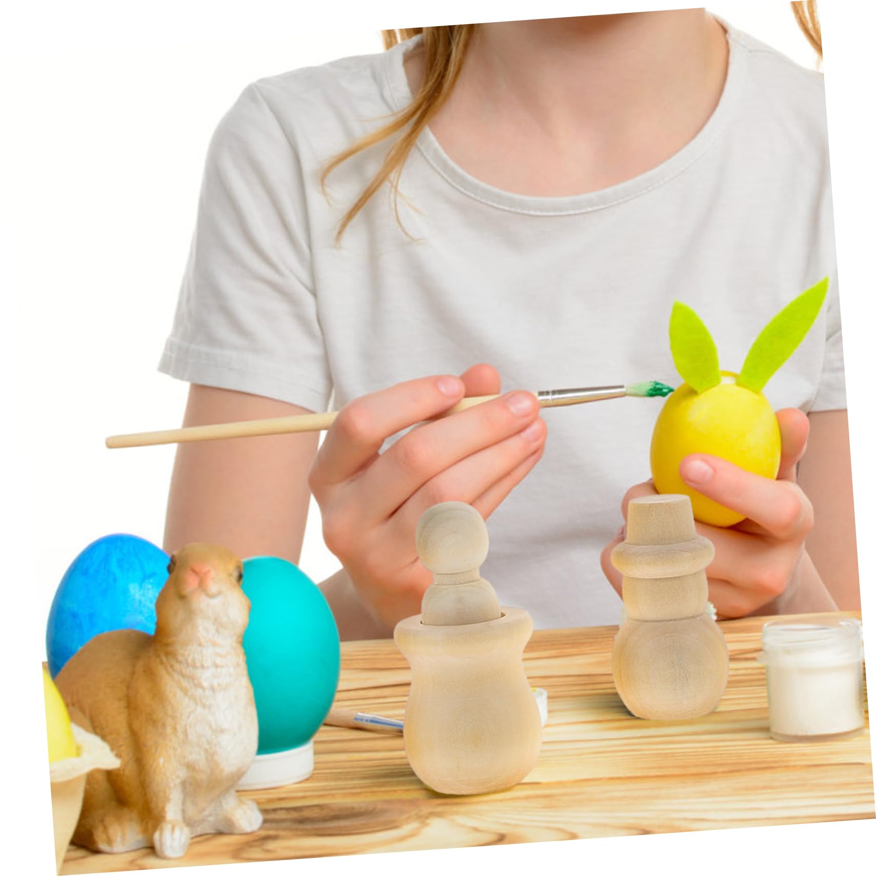NUOBESTY Muñecas de Madera DIY sin Terminar para Pintar, Set Creativo Figuras de Árbol y Muñeco de Nieve para Decorar Dormitorio u Oficina