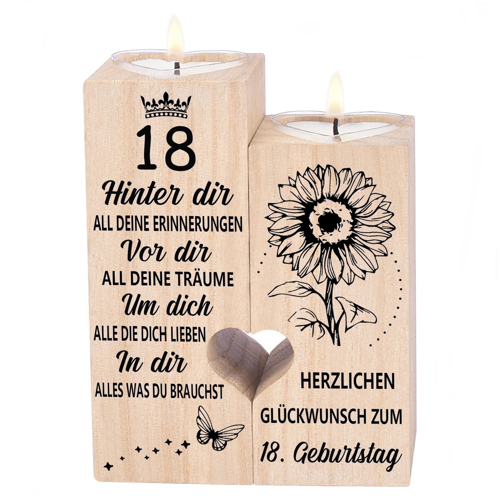 18.Geburtstag Mädchen Junge, Kerzenständer - Geschenke zum 18 Geburtstag, 18 Geburtstag Deko, Geschenk zum 18. Geburtstag für Mädchen, Schwestern und Freunde