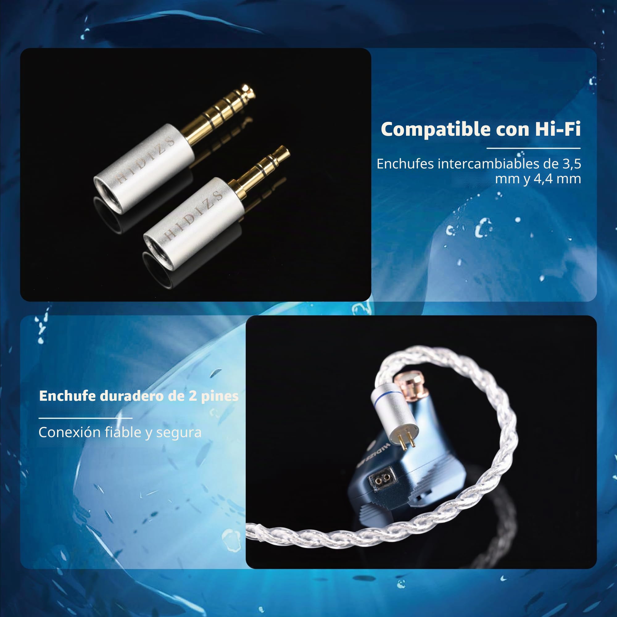 Hidizs MP145 Pro Auriculares In Ear Monitor Planar 14.5 mm, Co-ingeniería WDC, Diseño Avanzado, Cable 4 núcleos 6N OFC, Exclusivo Almohadillas 'Sea Anemone' + Estuche Piel Premium, 3.5 mm y 4.4 mm