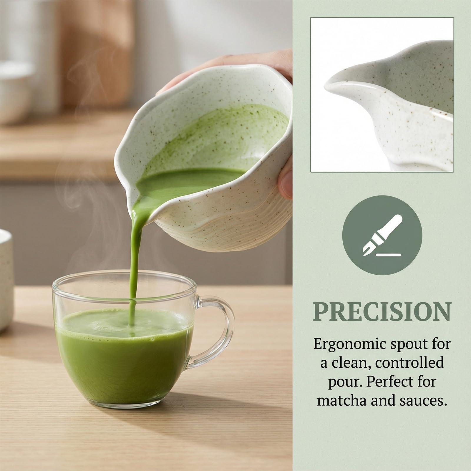Miseczka do Matcha Tradycyjna, Miseczka Matcha z lejkowatym wylewem, Ręcznie robiona filiżanka do herbaty, do przygotowywania zielonej herbaty w domu, 500 ml