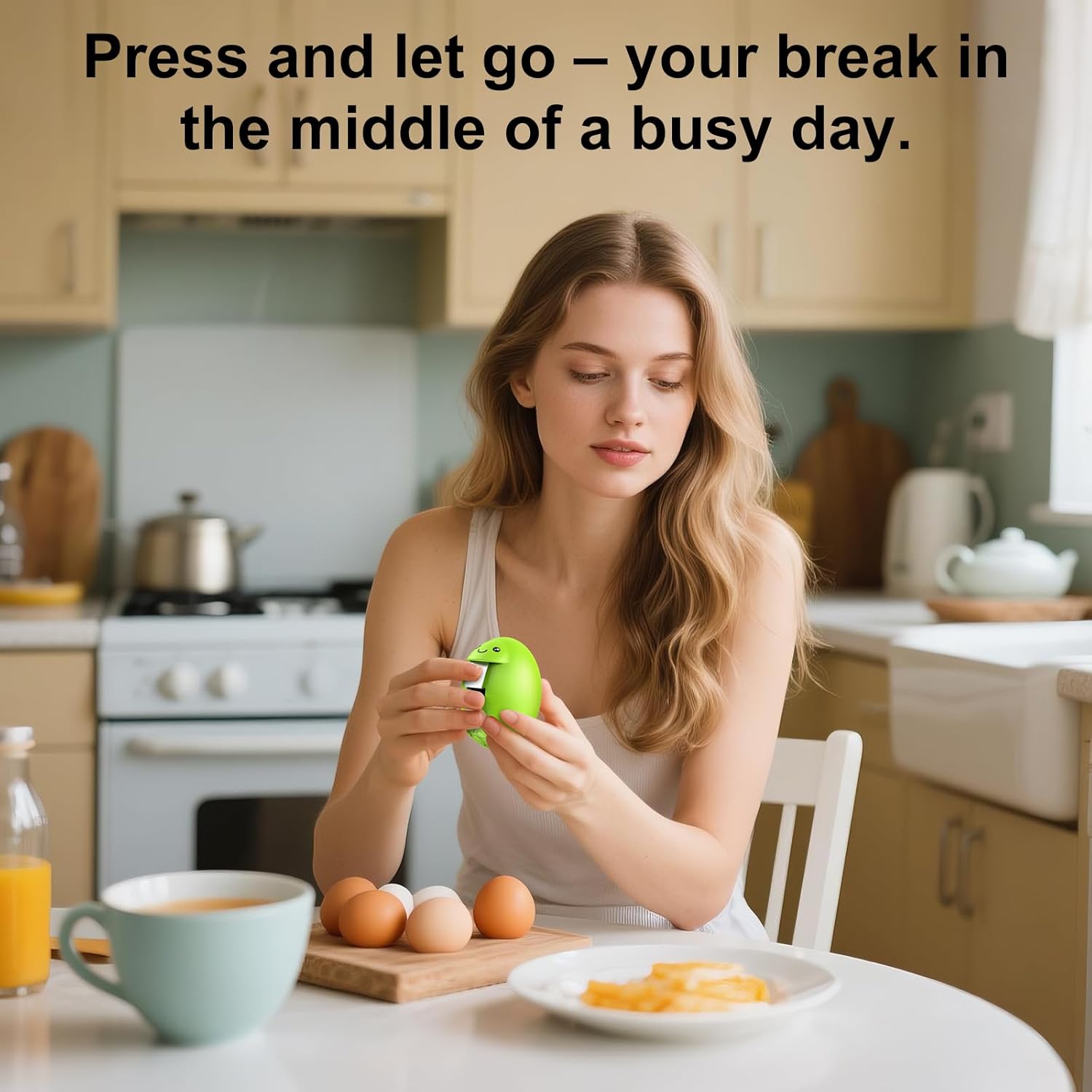 Egg Cracker, Silicone Egg Shell Opener, Cute Egg Shaped Design, Opens Eggs with Ease, A Little Happiness Boost for Your Kitchen. (Color: Green, 2-Pack)