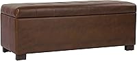 HomePop Large Tufted Storage Bench Ottoman Antique Brown - 250lb Capacity Bedroom Living Room Seating