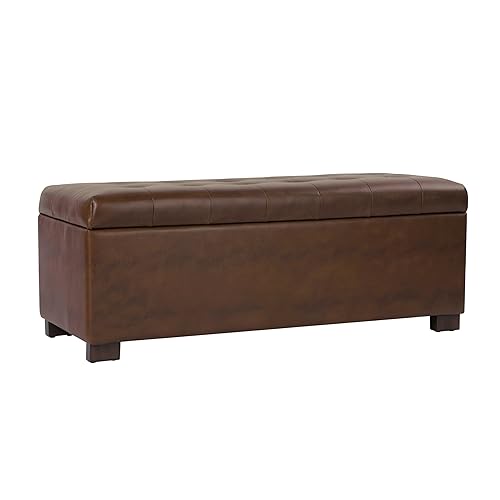 HomePop Large Tufted Storage Bench - Antique Brown