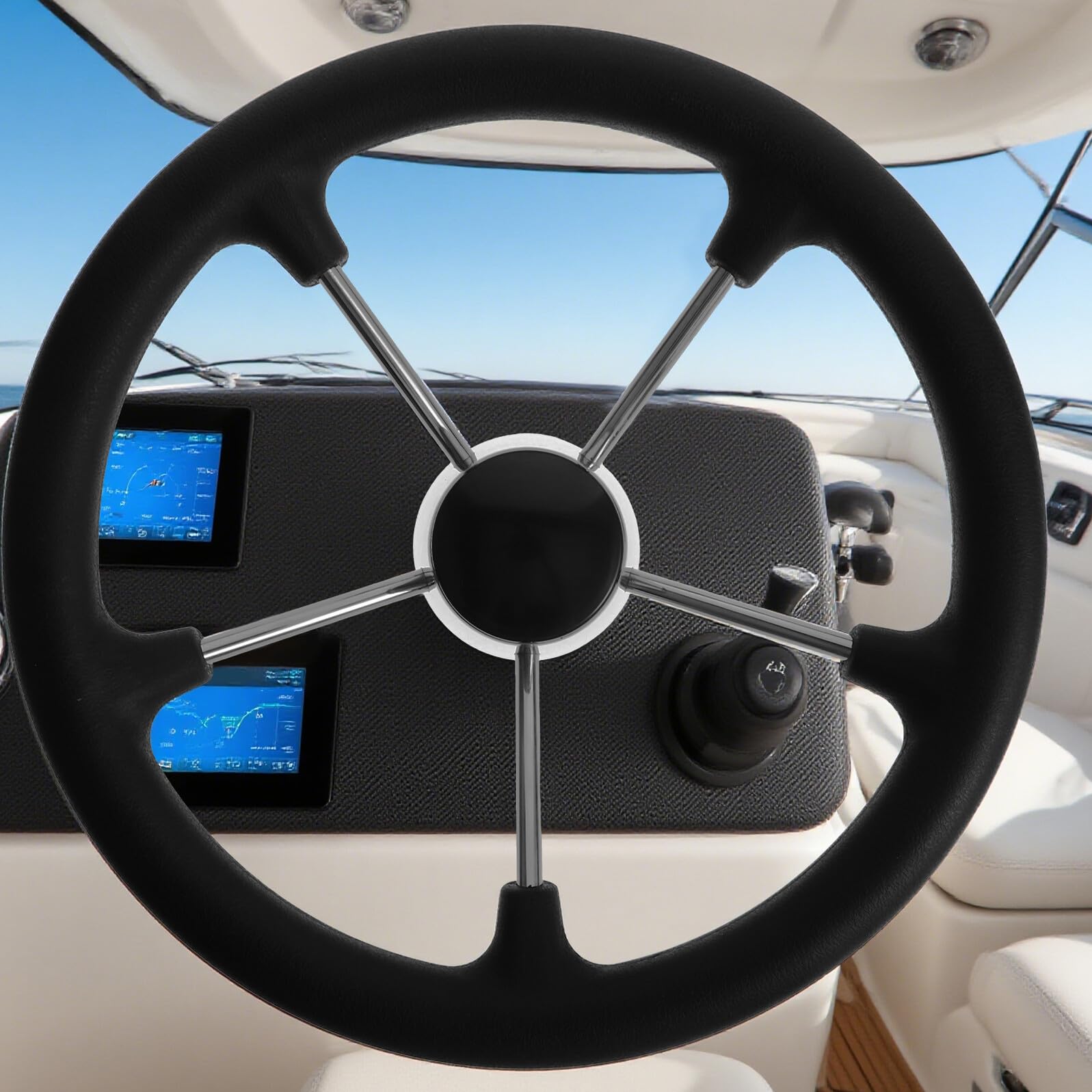 Timone per Yacht in Acciaio Inox 13,5 Pollici Nero