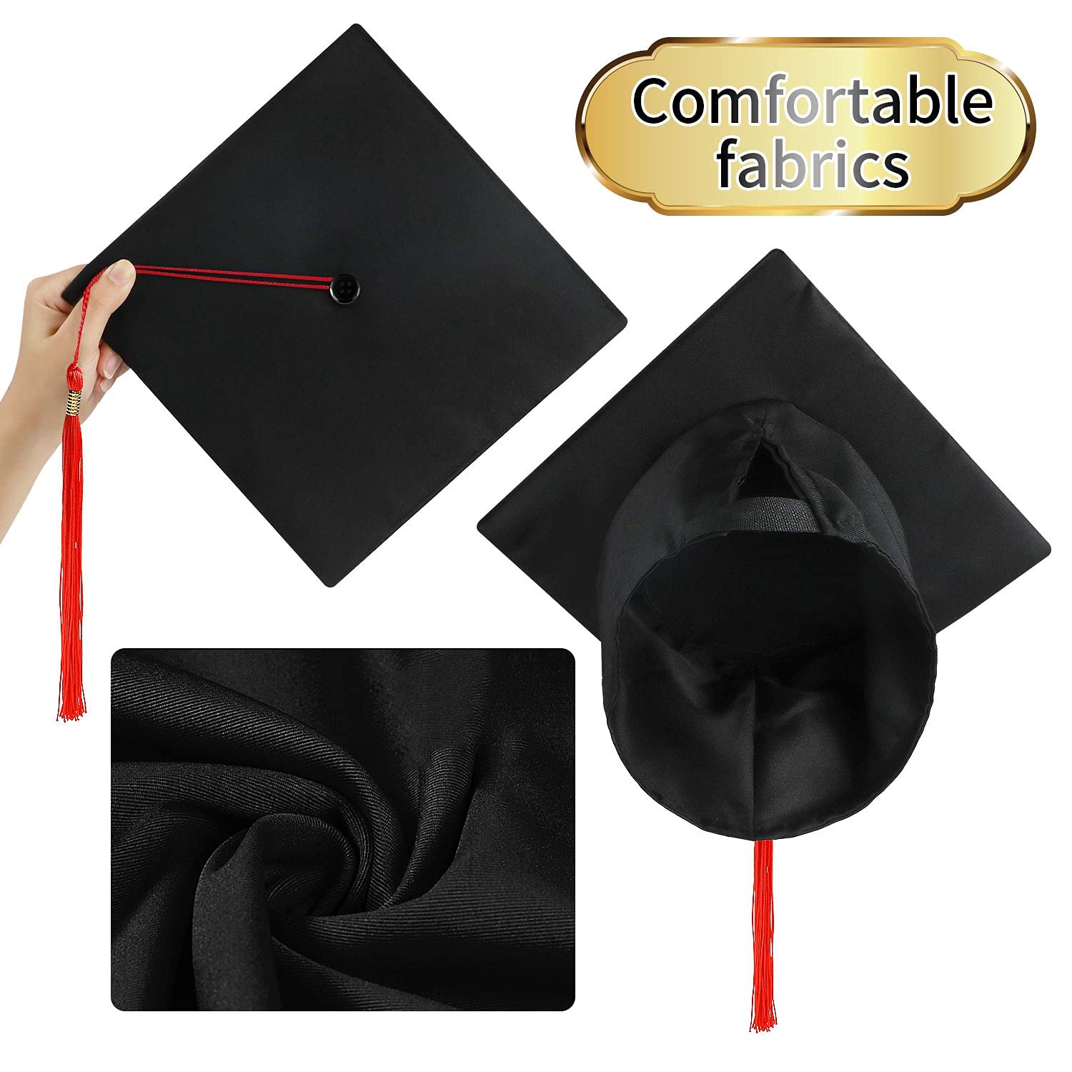 KEELYY Graduation Unisex Adjustable Bachelor Parties from University, College, - 4 Colours Cap, Red, One Size - Image 4