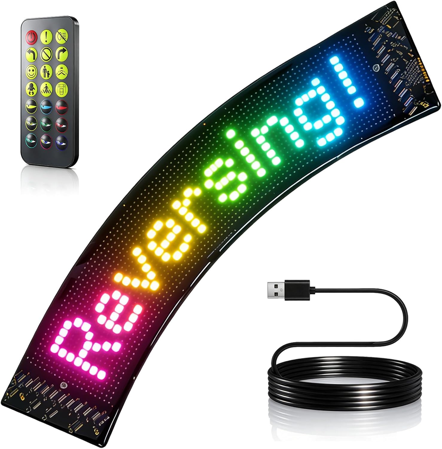 Fan-Shaped Flexible LED Lights, Programmable APP & Remote Control LED Panel for Windshield