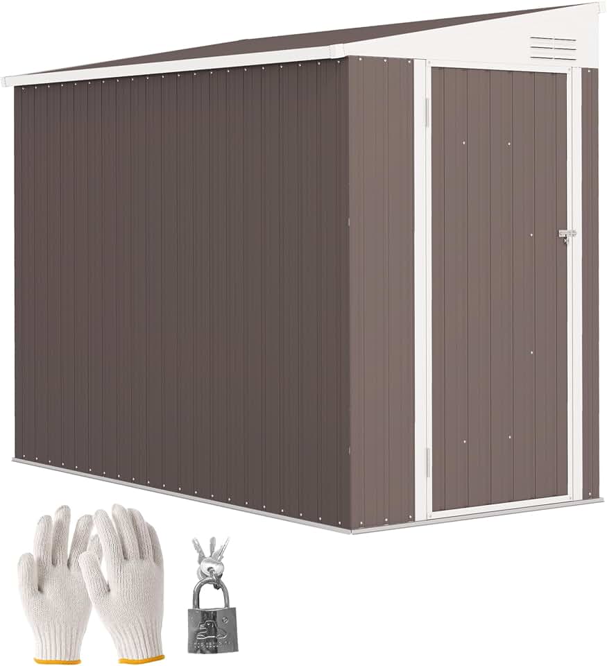 Lean to Garden Storage Shed 4' x 7.7' Metal Tool House with Vents