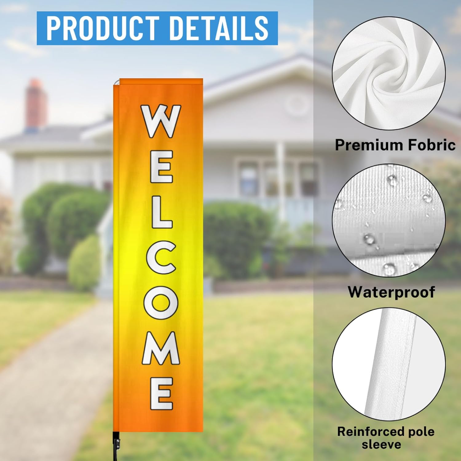 Personalized Advertising Flags for Outside Custom Feather Flag Add Photo Logo Text Double Sided Business Banners and Signs Customize Open Sign for Businesses 2.3 x 9 Ft Cyan
