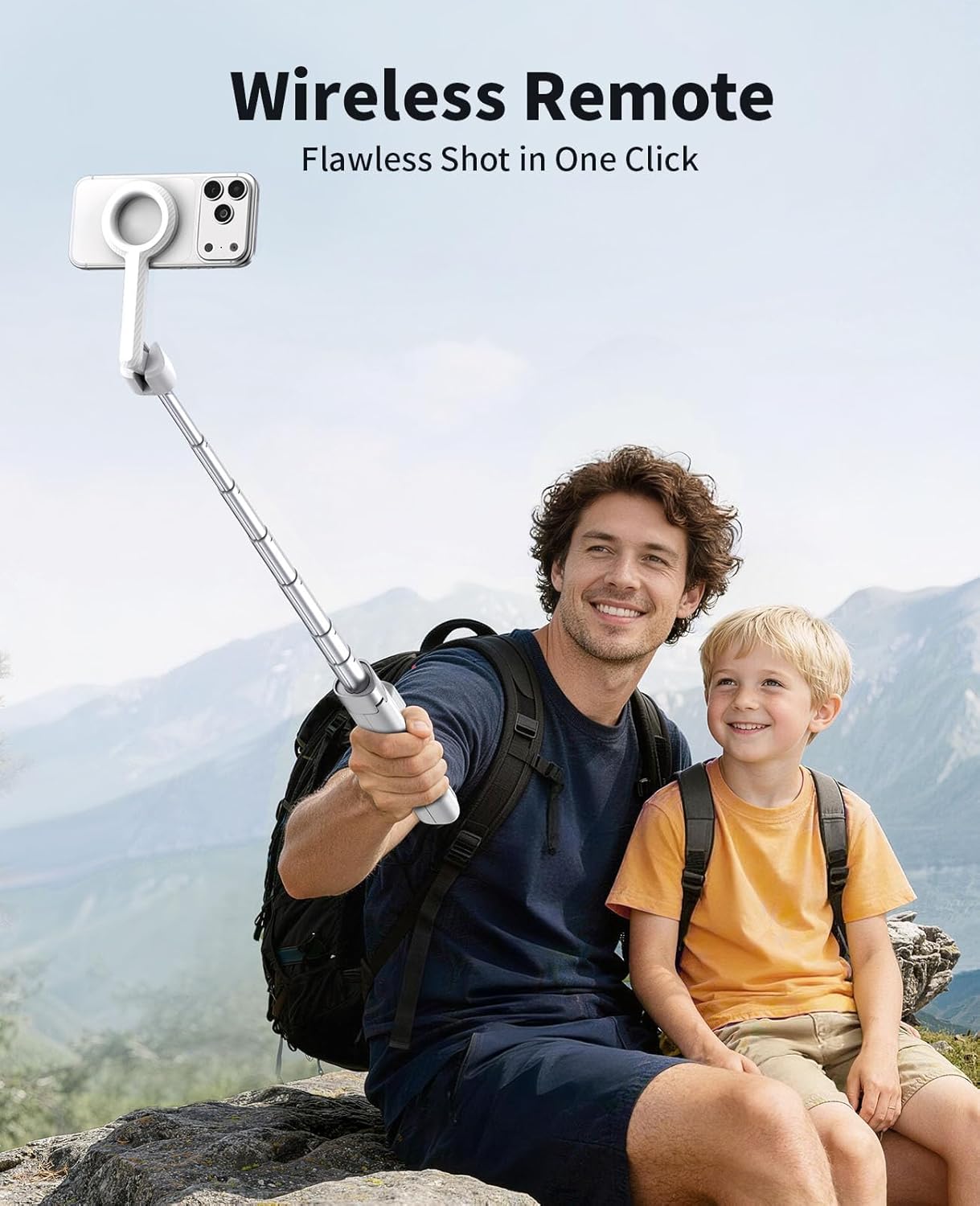 60" Magnetic Tripod for iPhone, Mini Selfie Stick Tripod with Remote, 360° Rotatable Extendable Travel Tripod Phone Stand with Metal Ring, Compatible with iPhone Android