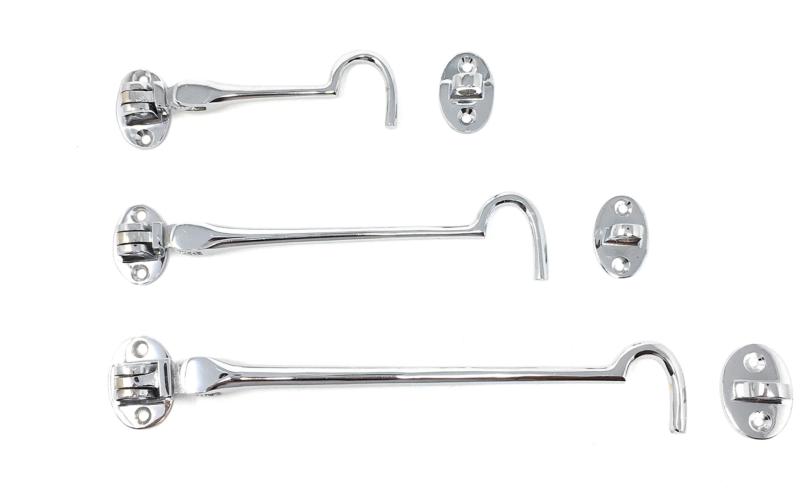 Heavy Duty Cabin Hook and Eye Lock for Shed, Gate or Garage Door in POLISHED CHROME - Choose from: 4", 6" or 8" (150mm (6"))