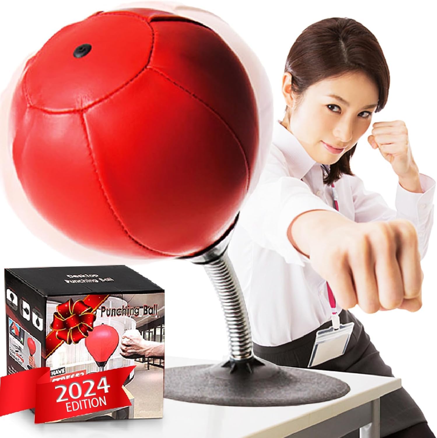 FFA SPORTS Fitness for allDesktop Punching Bag, Heavy Duty Stress Relief Ball, High-Per mance Spring Chassis & Strong Suction Desk Boxing Punch Ball, Funny Toys Kids Coworkers and Friends
