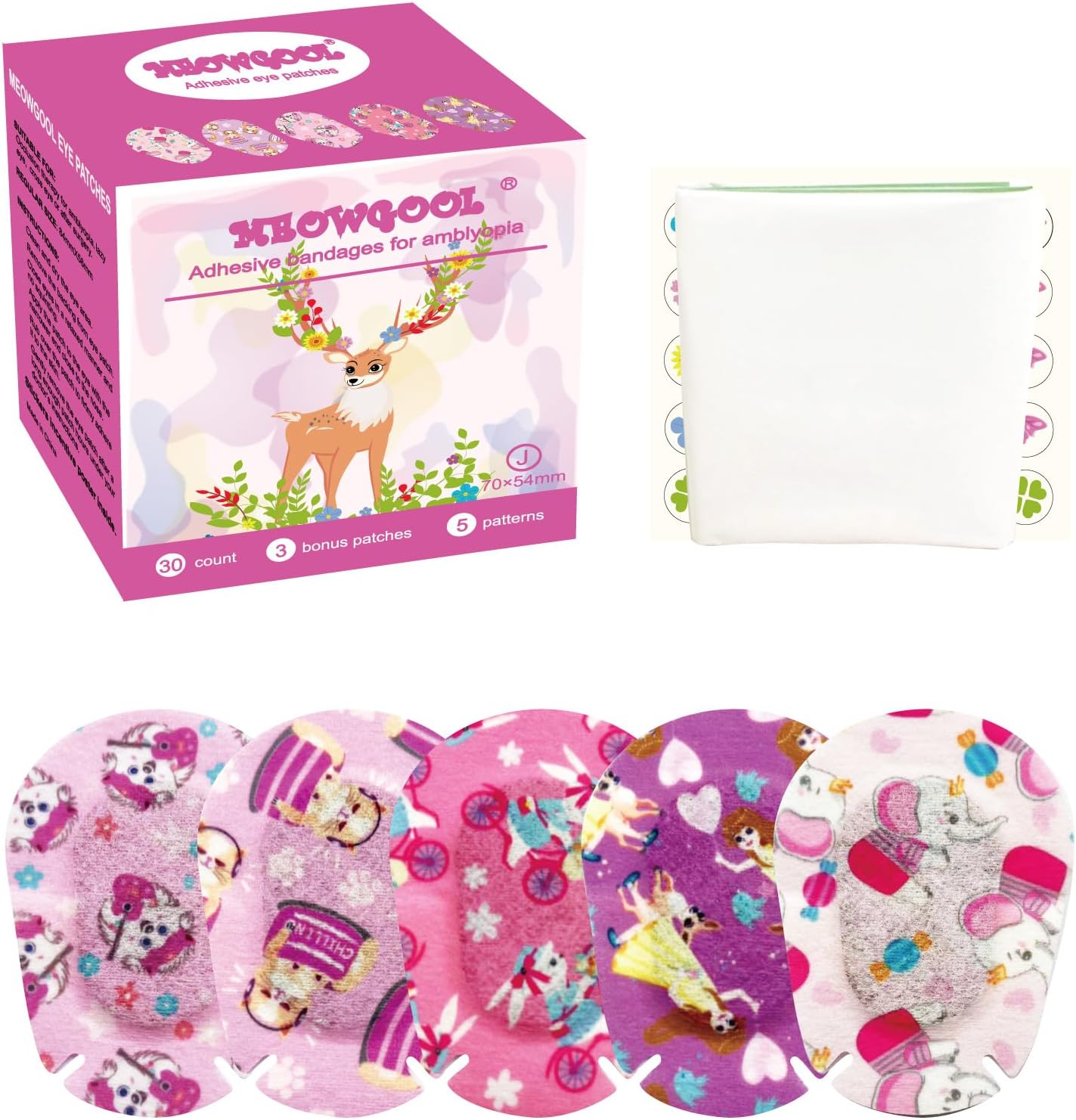 Adhesive Eye Patches for Little Girls, Junior Size, 30+3 Bonus Patches,0-2yrs (Butterflies)