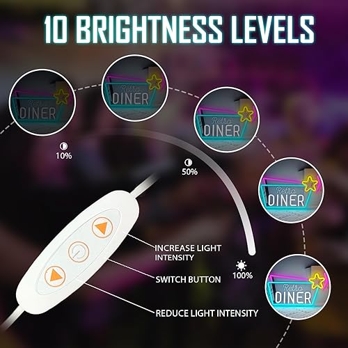 Miniatura 6 de Letrero de neón retro regulable de los años 50, luces de neón de los años 50, decoración de comedor de los años 50, letrero retro iluminado para