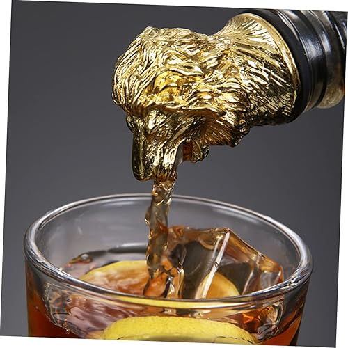 Miniatura 5 de Tapón y vertedor de vino con forma de cabeza de león, tapa creativa de botella de vino dorado para fiestas en el hogar, se adapta a botellas de vino