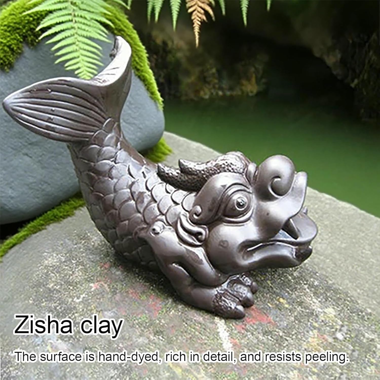 Pond Koi Spitter Statue, Animal Pond Fountains, Garden Decor Adds Soothing Sound of Water, Outdoor Water Feature Statue for Garden, Yard, Lawn