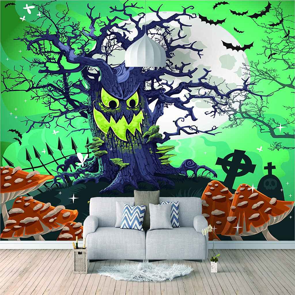 Poster geant mural vieux arbres pour créer un coin lecture dans le salon