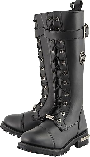 Miniatura 4 de Milwaukee Leather Botas de tiro alto de encaje a punta de 14 pulgadas para mujer Redondo Ancho - Mbl9355w
