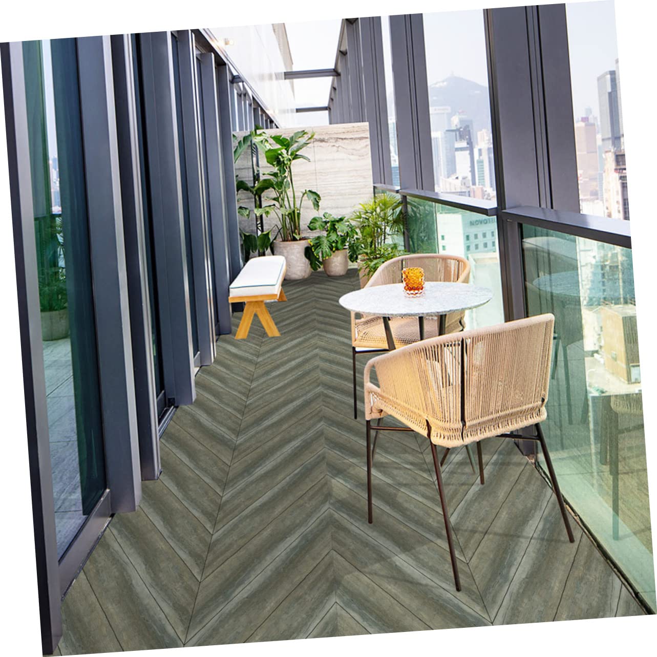 5pcs Peel and Stick Floor Tile Stickers Wood Grain Planks Easy to Install Self-Adhesive Decor for Bedroom Kitchen Bathroom and Office Removable PVC Material Each