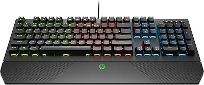 HP Pavilion 800 Wired Gaming Keyboard - (USB 2.0 Connector, 4-Zone LED Backlight, Wrist Rest, Red Mechanical Switches), Black Color, Italian QWERTY Keyboard