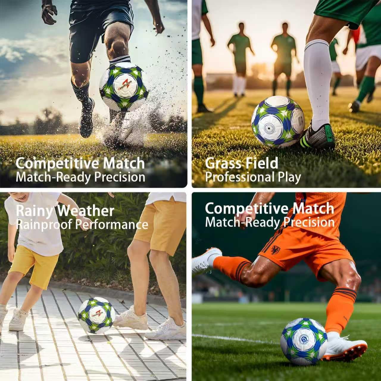 GravityZero Soccer Ball Size 5 with Pump & Needles, Waterproof TPU Leather ，Thermal Bonded Soccer Ball, Seamless Surface, Professional Training and Official Match Ball for Adults and Youths