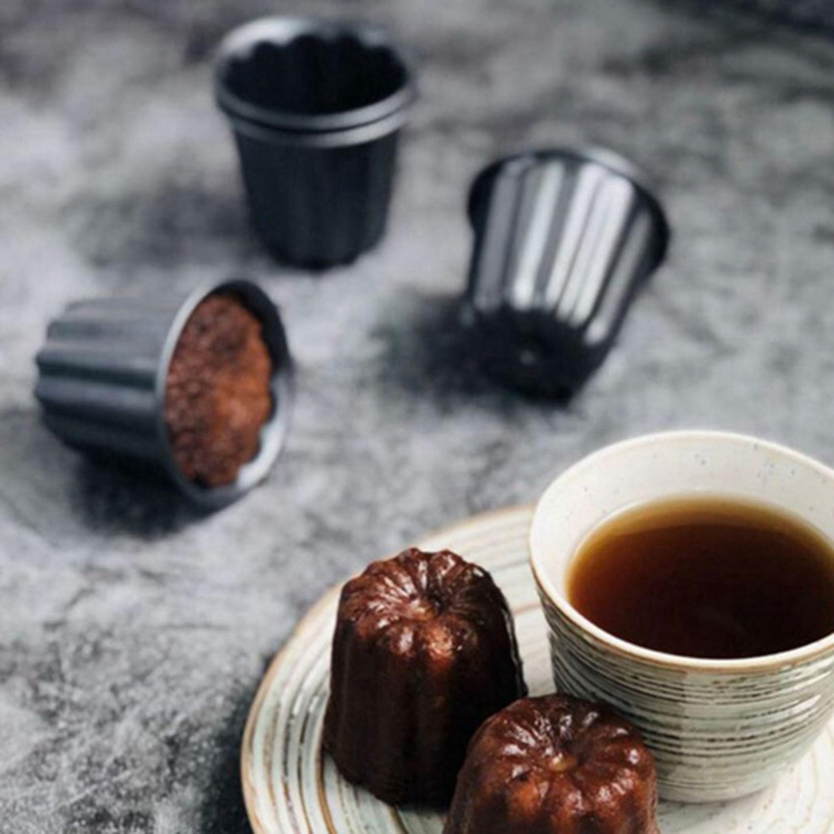 Moule Cannele, Moule Cannele Muffin, 20Pièces SéRies Moule Cannele AntiadhéSif Gris-Noir Canneles
