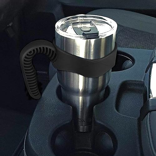 Miniatura 7 de Mango de taza de 30 onzas, soporte antideslizante para tazas de viaje, cómodo mango de repuesto para tazas de acero inoxidable y más vasos (negro,