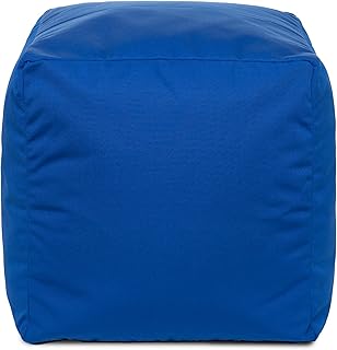Gouchee Home Outdoor/Indoor Fade Resistant Cube Soleil Bean Bag Pouf with Filling Blue