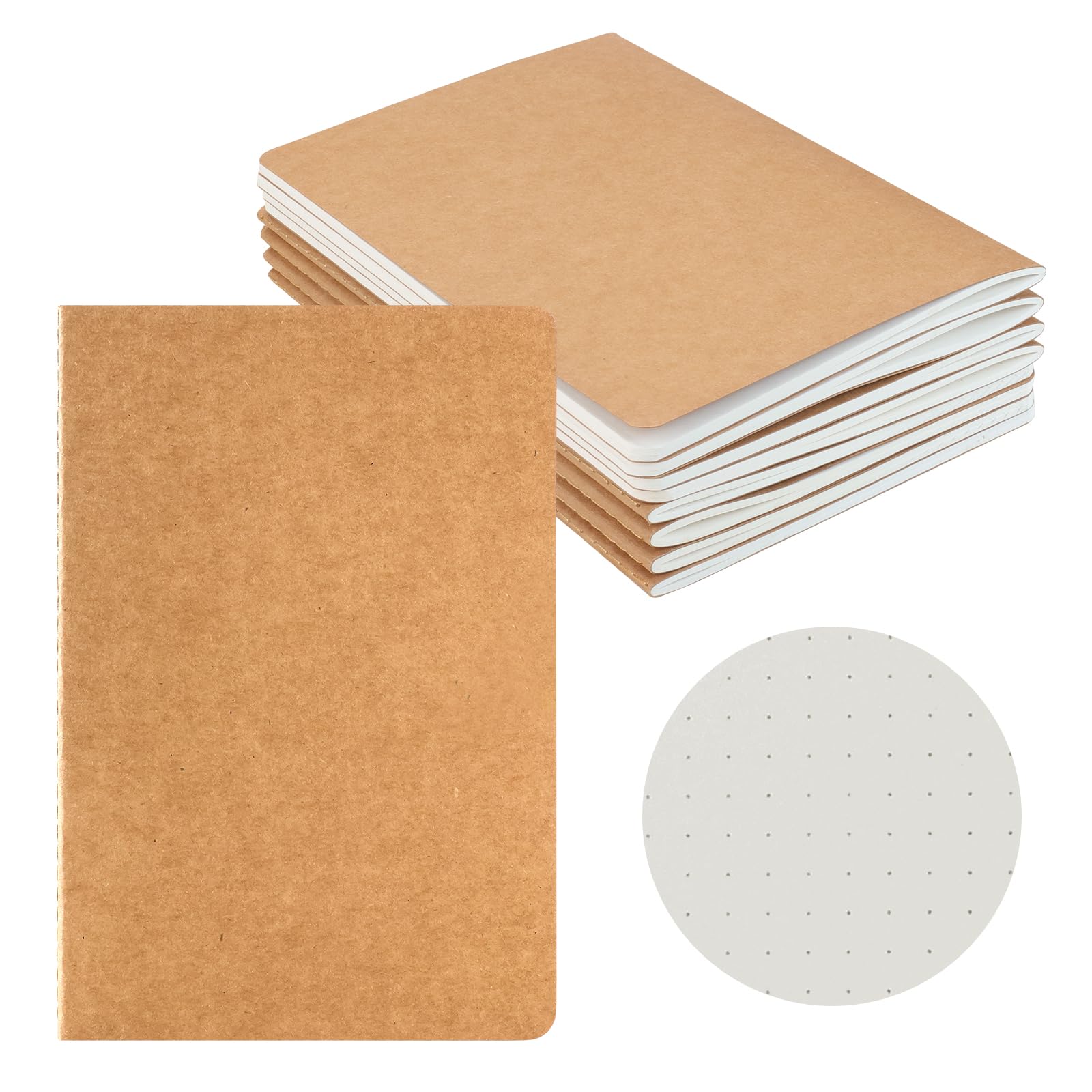 HOMEMARS A5 Notebook,100 g/m²,Thick Paper,8 Pack,14 x 21 cm,60 Pages, Journal Dotted Notebook for Students, Writing, Classroom, Travel,Business,Cardboard Cover,Memo Diary Subject Notebook