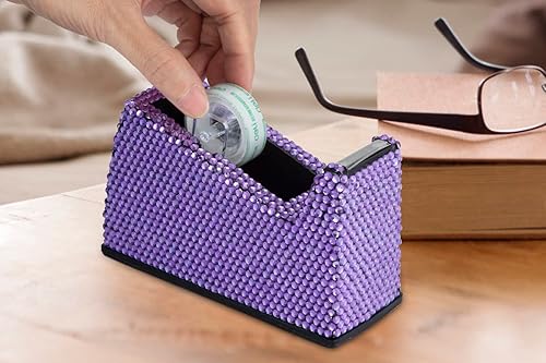 Miniatura 5 de sugarchef Bling Rhinestone - Kit de papelería hecho a mano, 5 piezas, soporte para lápices, organizador de pinceles, grapadora, dispensador de