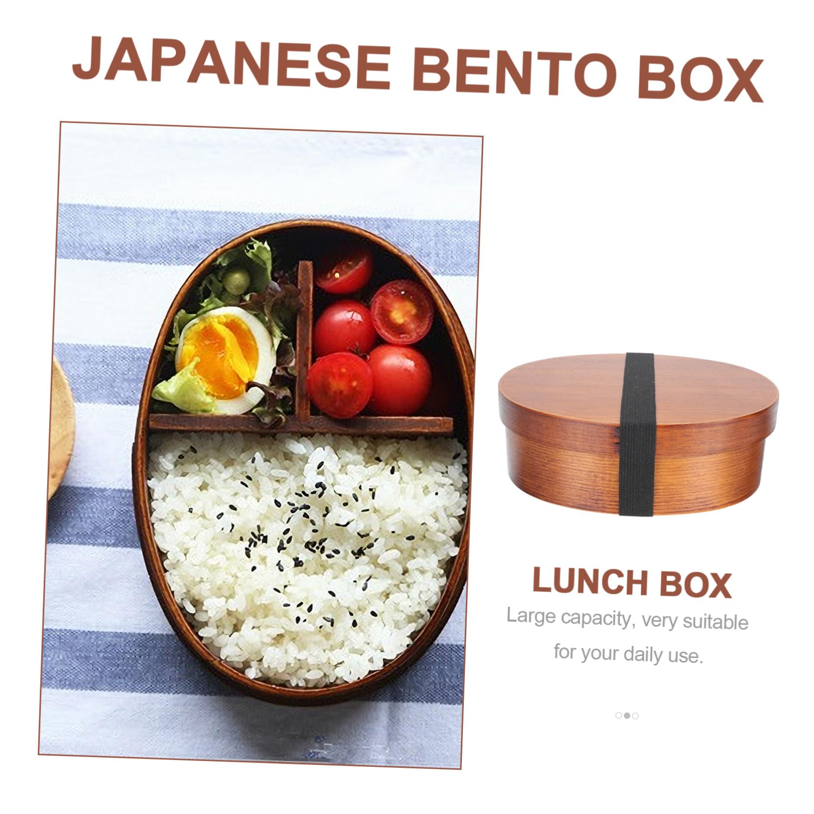 Boîte à Bento en Bois Portable Couvercle Scellé, Boîte à Lunch Japonaise