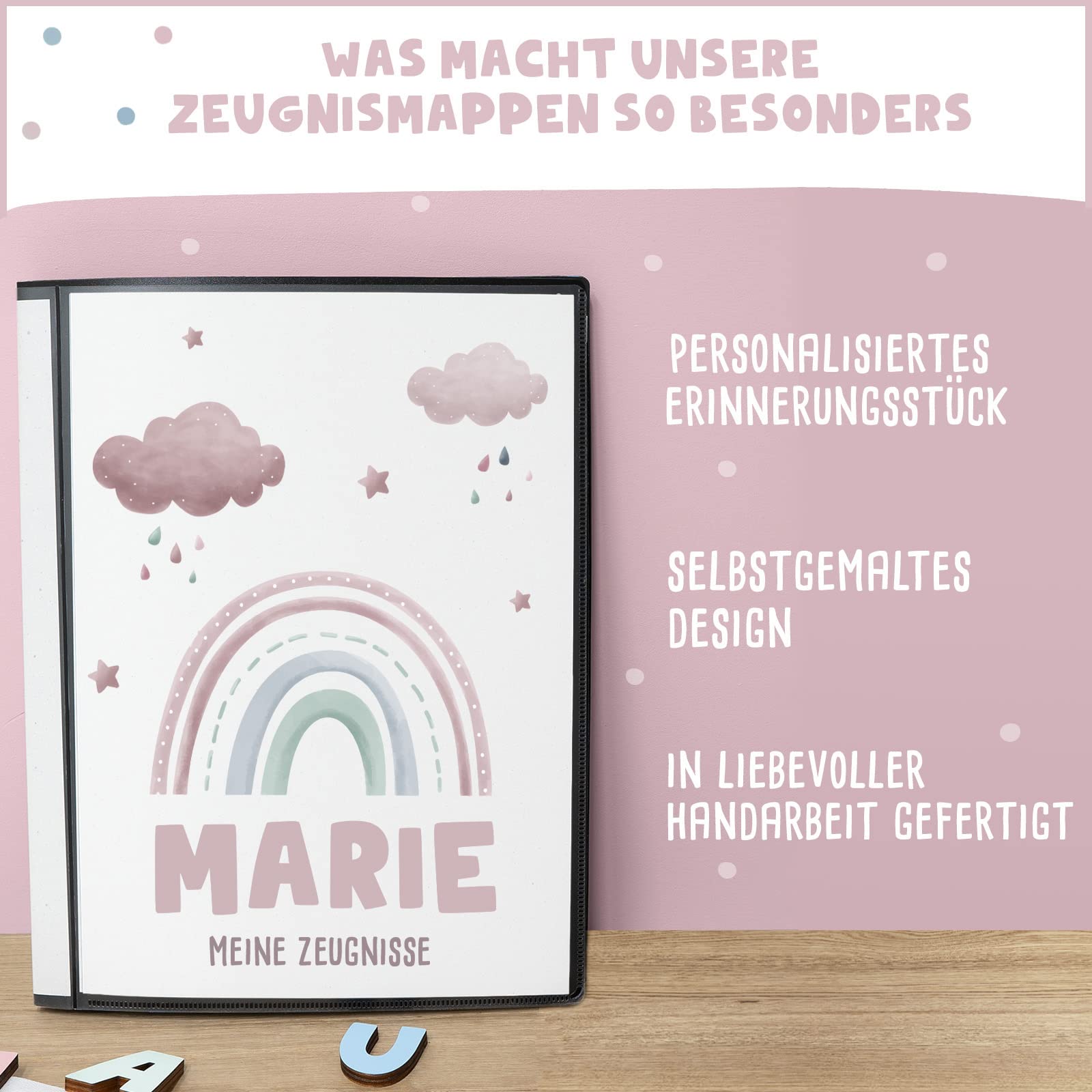 Personalisiert Zeugnismappe Für Kinder - Individuelles Einschulungsgeschenk Mit 20 Klarsichthüllen