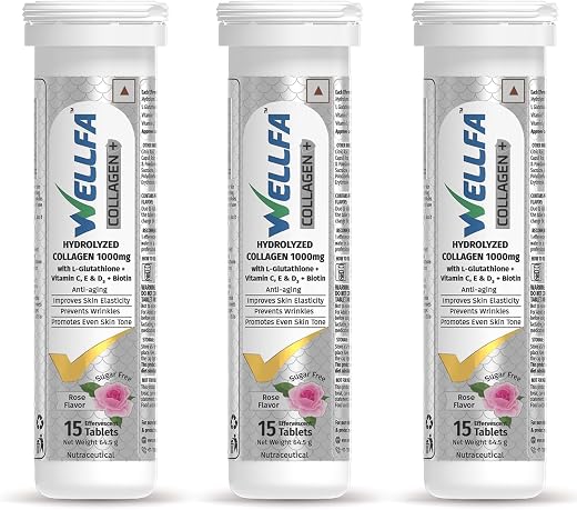 Wellfa Advanced Collagen &amp; L-Glutathione Skin Formula (1000mg) | With Biotin, Vitamin C &amp; E for Even Skin Tone &amp; Anti-Wrin...