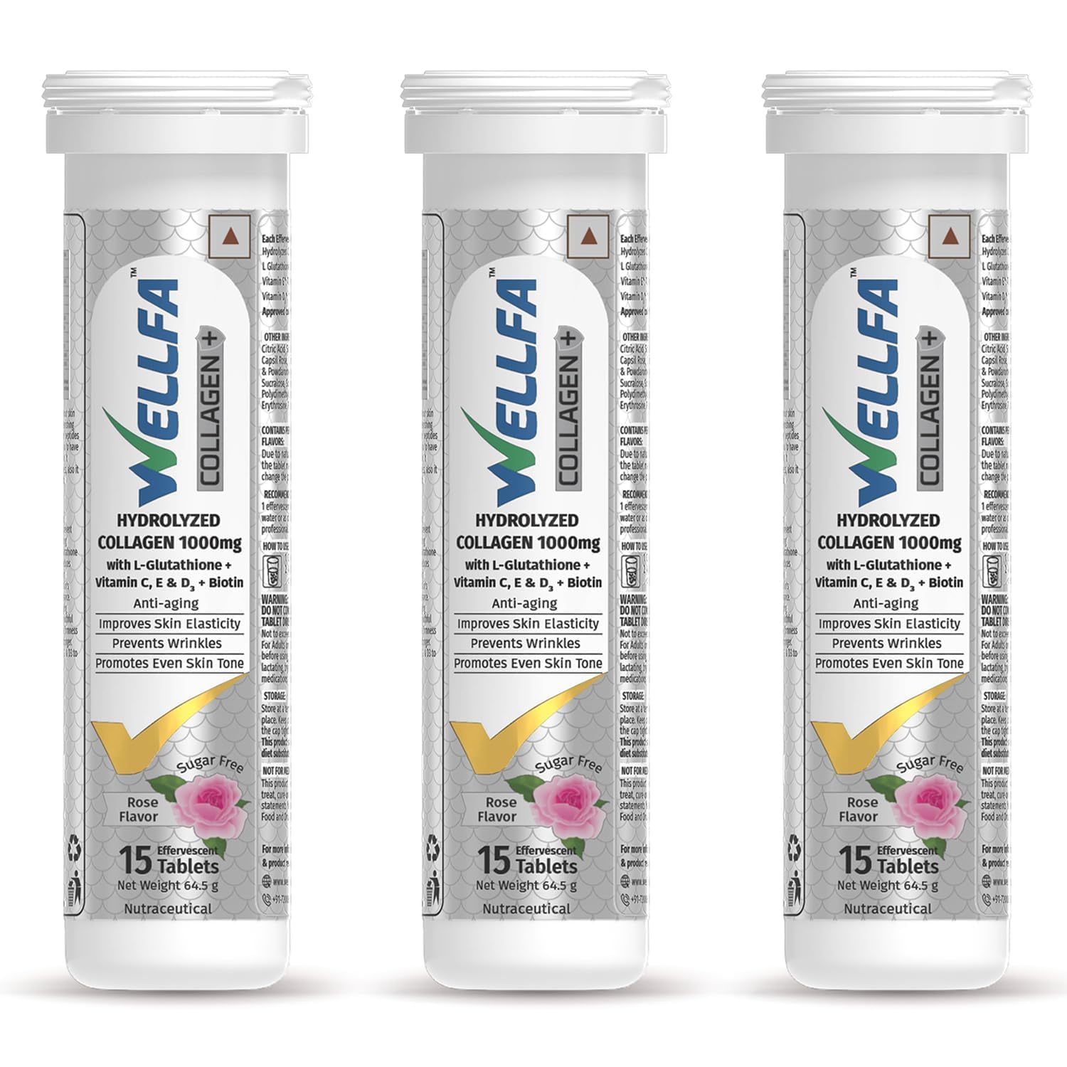 Wellfa Advanced Collagen & L-Glutathione Skin Formula (1000mg) | With Biotin, Vitamin C & E for Even Skin Tone & Anti-Wrin...