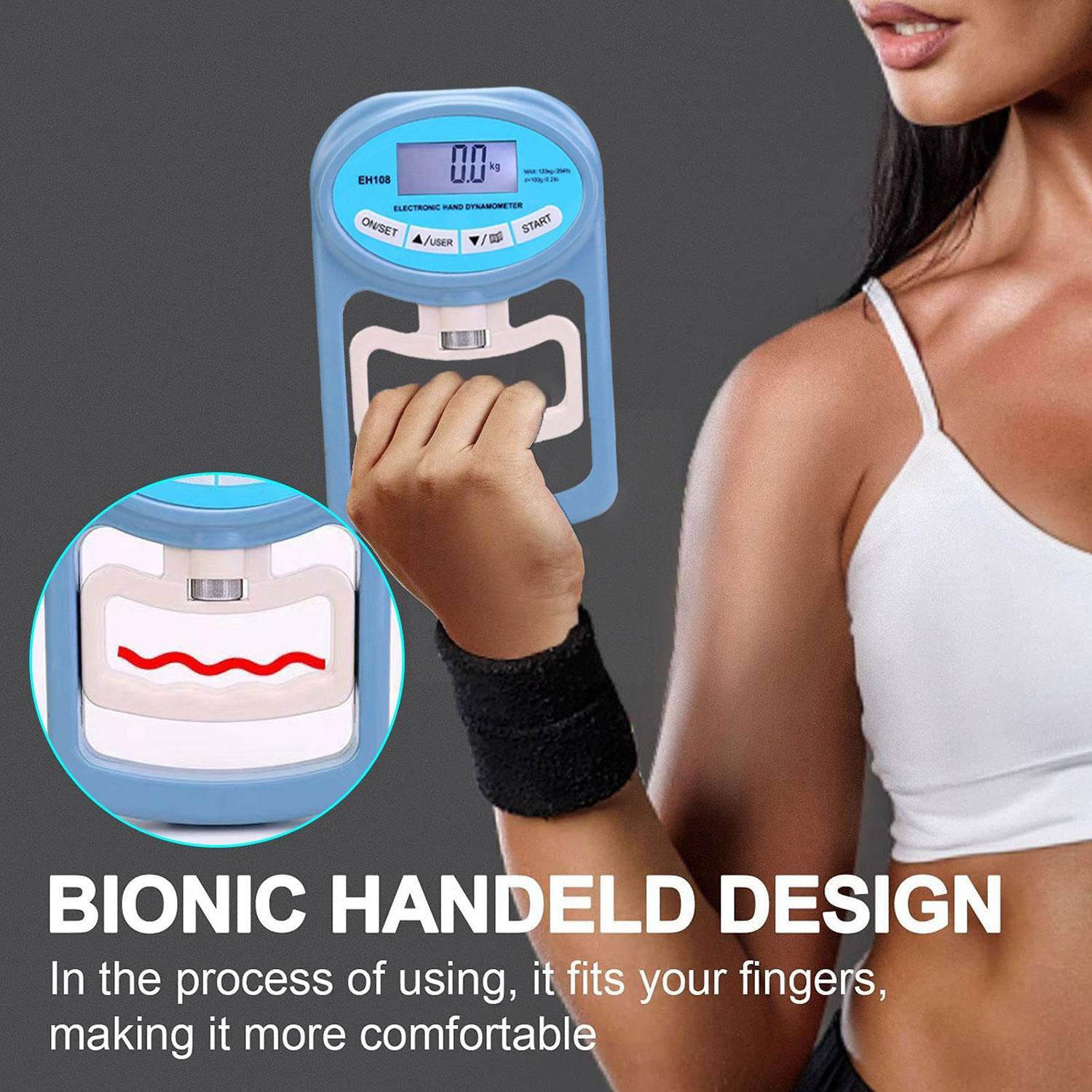 1 dinamómetro de mano, dinamómetro de mano, medidor de agarre electrónico, 120 kg de fuerza de mano
