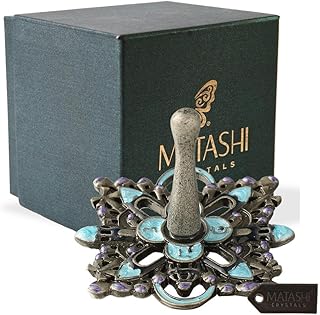 Matashi Hand-Painted Spinning Dreidel Holiday Ornaments (Pewter) Elegant Jewish Decor for Home Hanging Decoration, Black Metal, Vintage Design, Embellished with Crystals Judaica Gifts for Home