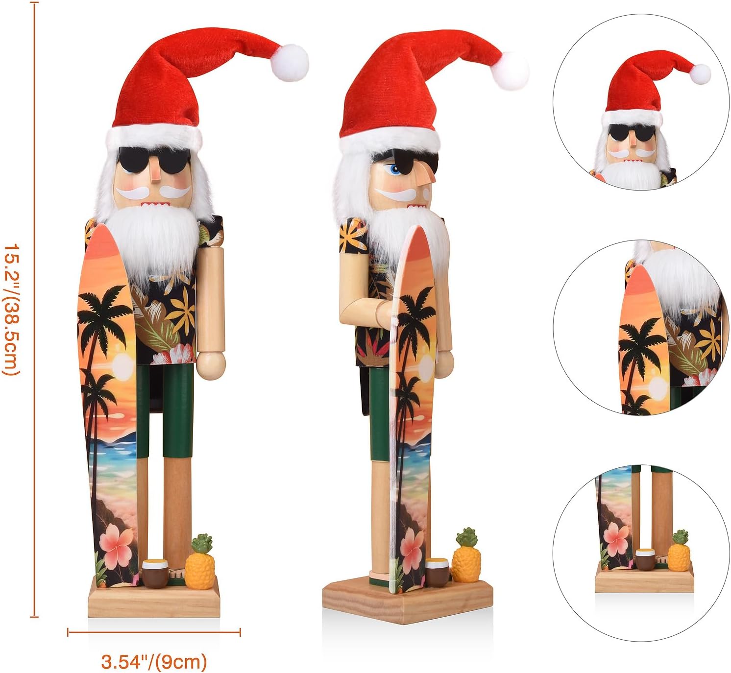 Christmas Nutcracker Figures 15 Inch, Wooden Santa Nutcracker Decoration