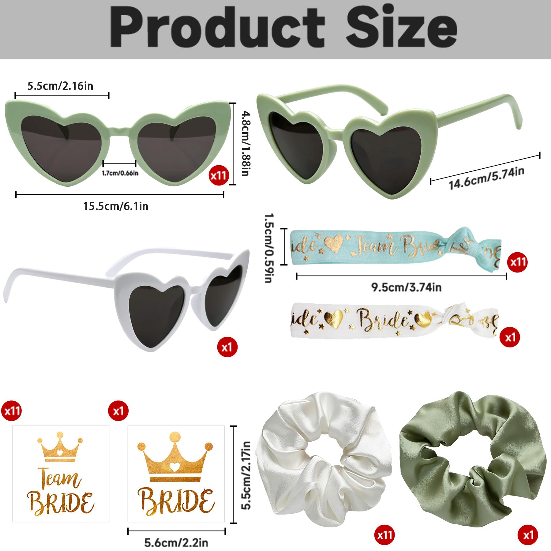 48 Pezzi Team Bride Set: Occhiali a Forma di Cuore, Braccialetti, Tatuaggi per Addio al Nubilato - Bride to Be Gadget