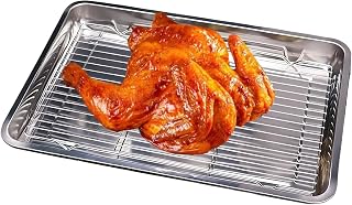 Sheet Pans For Baking, Stainless Steel Cookie Sheet With | Durable Baking Tray with Rack for Cookies, Bread, Cakes, Meat, Vegetables, BBQ, Roasting & Everyday Kitchen Cooking