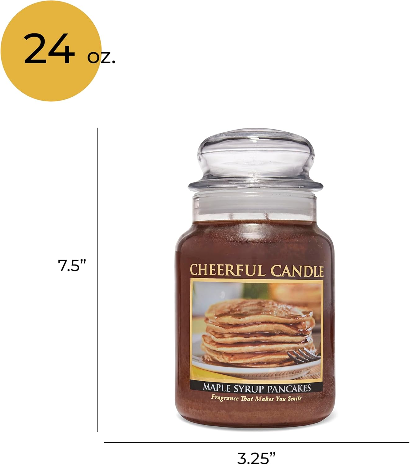 A Cheerful Giver - Maple Syrup Pancakes Scented Glass Jar Candle (24 oz) with Lid & True to Life Fragrance Made in USA