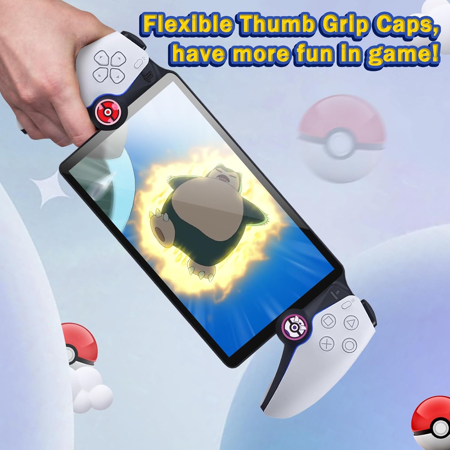 DLseego Thumb Grips Caps for PlayStation Portal, Full Protection Anti-Slip & Anti-Scratch Anti-Fingerprint Protective Cartoon Button Cover 4 Thumb Stick Caps for PlayStation Portal Remote Player Poke