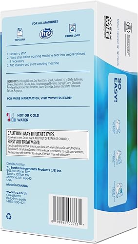 Miniatura 29 de Tru Earth Hojas de detergente compacto para ropa seco, sin perfume, hasta 768 cargas (384 unidades), sin parabenos, detergente sin líquido Eco-Strip