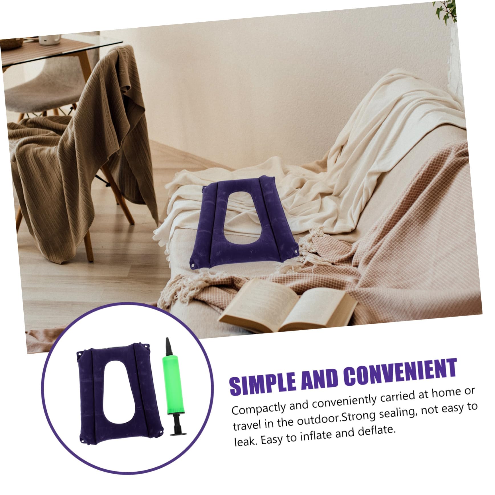 KOMBIUDA Cojín PVC para Inflable Antiescaras Transpirable Ruedas Silla Portátil Flocado y PP, Ligero Color Aleatorio y Personas Mayores y Pacientes