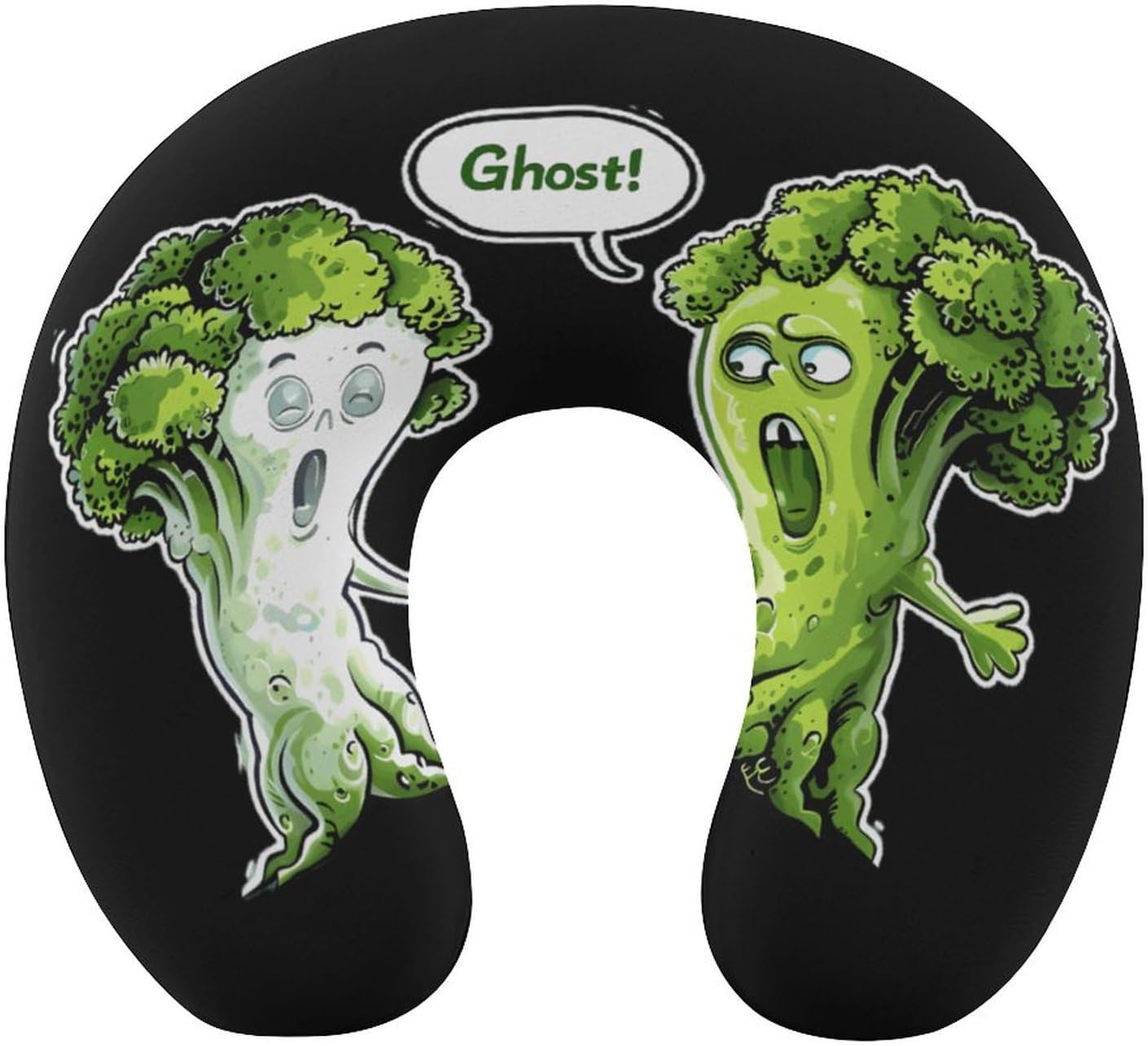 Funny Broccoli Cauliflower Ghost Funny Travel Pillow U Shaped Memory Foam Neck Pillows Portable for Flight Car Home Office