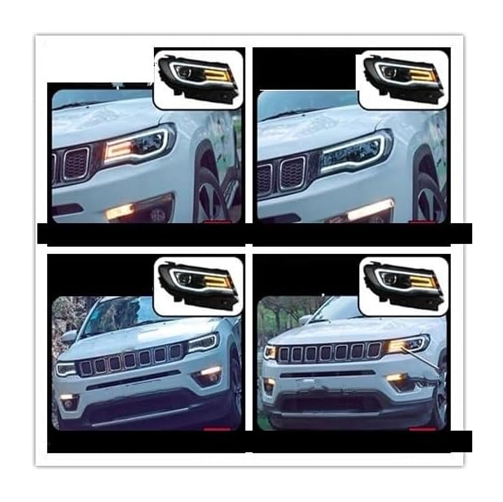Reflektor przedni DRL Hid Bi Xenon dla Compass 2017-2018 Zespół optyczny samochodu (pełna dioda LED)