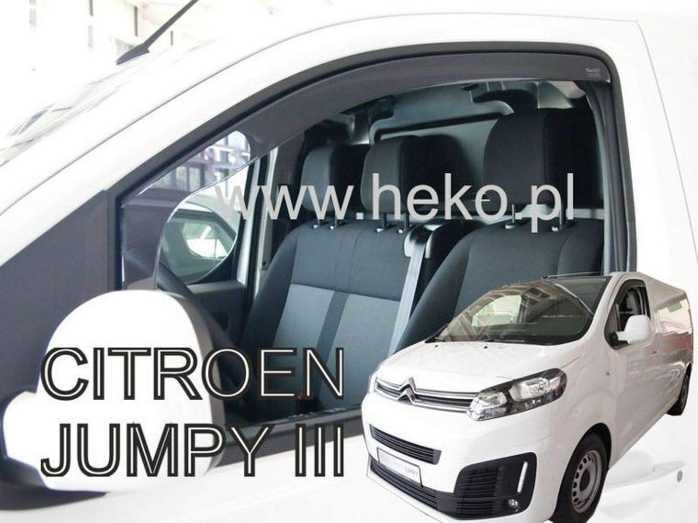 J&J AUTOMOTIVE Windabweiser passend für Citroen Jumpy 3 ab 2016 2tlg, Heko Regenabweiser Vorne Getönt Dunkel Passform